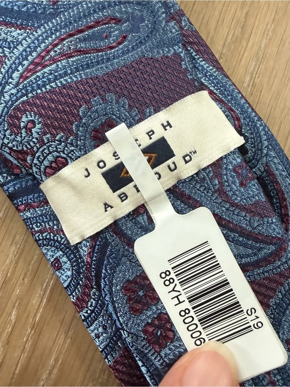NWT Joseph Abboud Silk Paisley Tie Burgundy Blue Classic Necktie